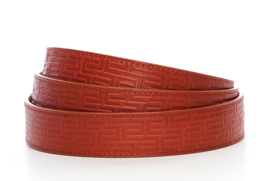 Men's leather belt strap in signature saddle tan vegetable tanned with a 1.25-inch width, casual look