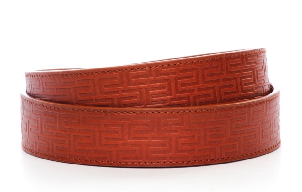 Men's leather belt strap in signature saddle tan vegetable tanned, 1.5 inches wide, casual look