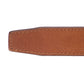 Men's leather belt strap in tan buffalo vegetable tanned with a 1.25-inch width, formal look, tip of the strap