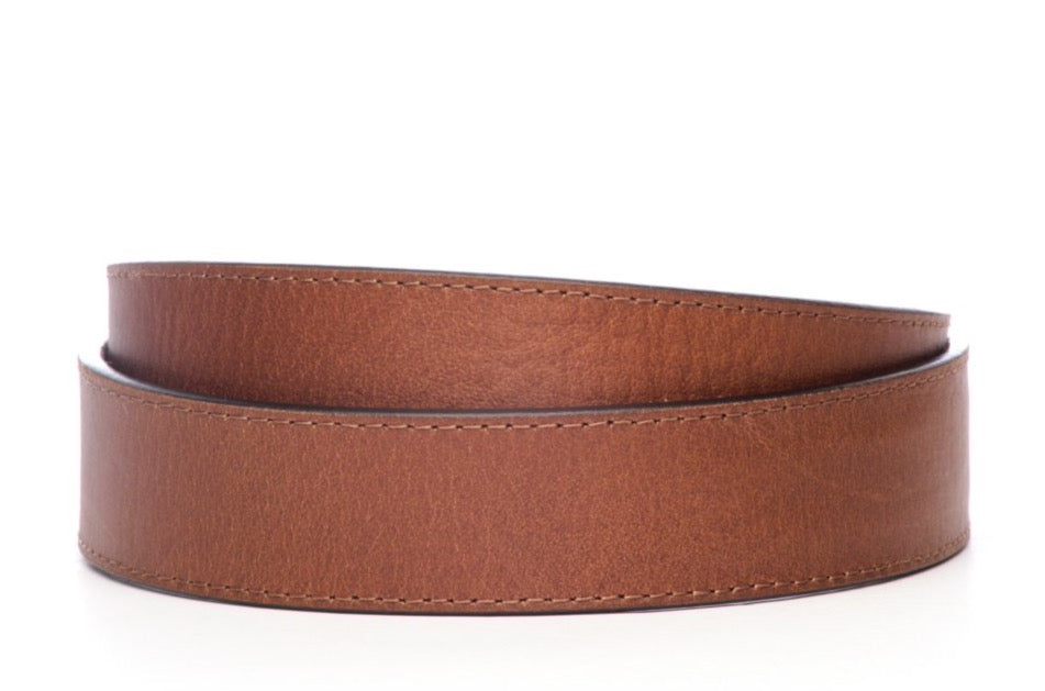 Men's leather belt strap in tan buffalo vegetable tanned, 1.5 inches wide, formal look