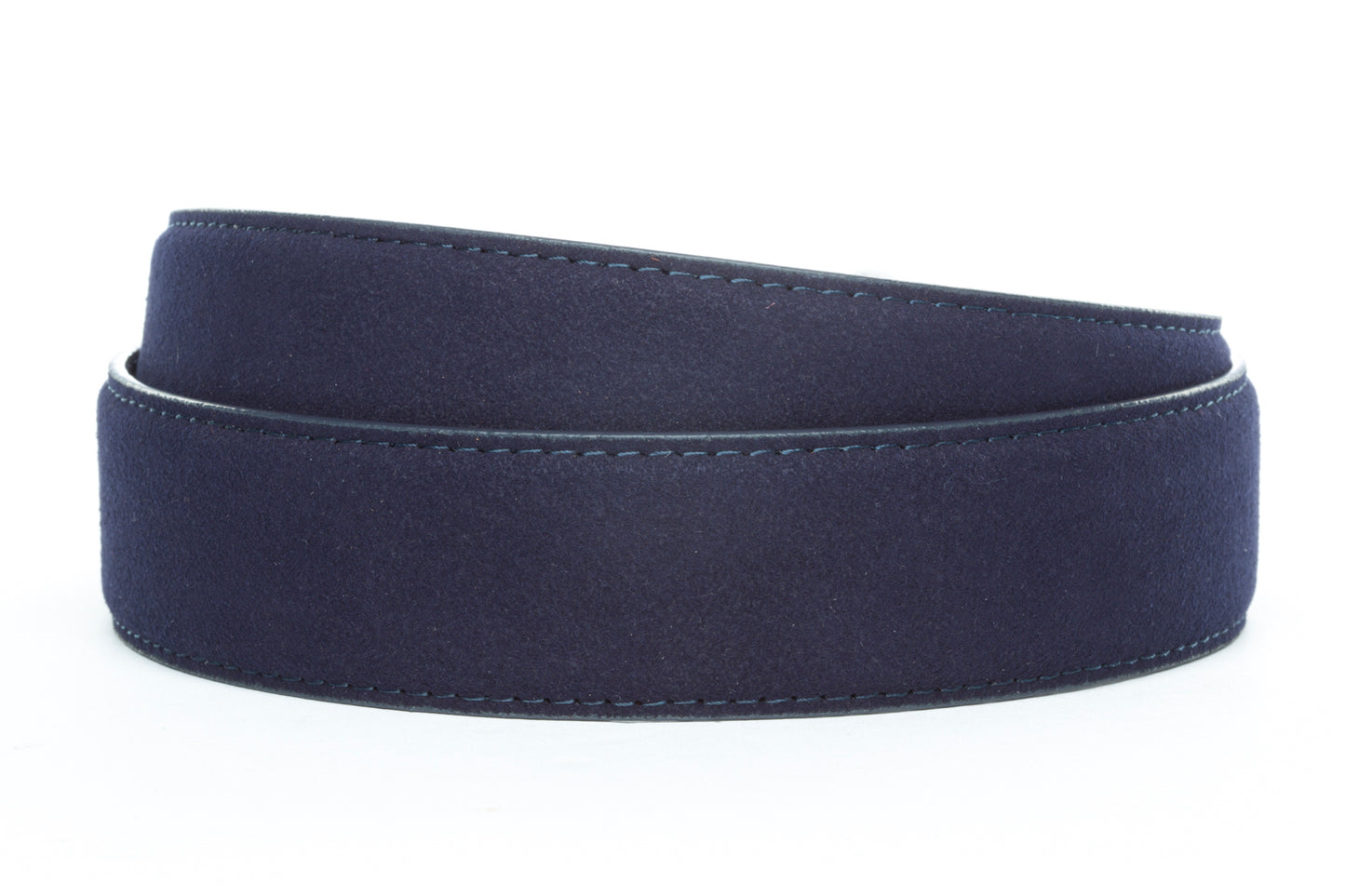 Men's micro-suede belt strap in navy, 1.5 inches wide, formal look