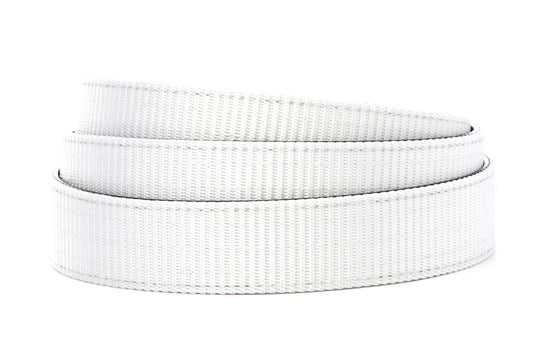 Men's nylon belt strap in white with a 1.25-inch width, casual look