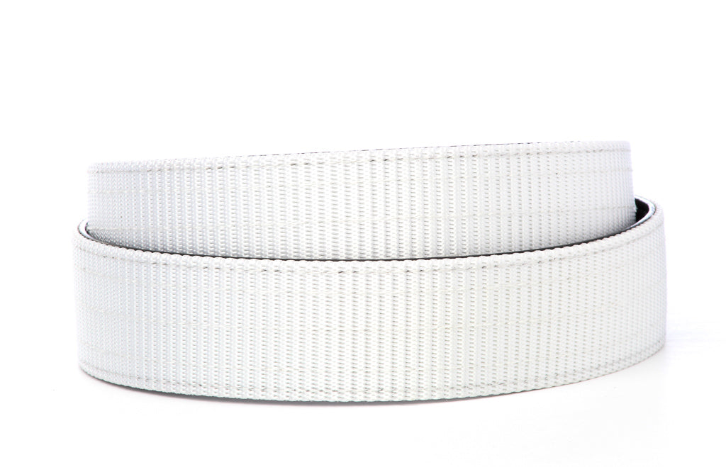 Men's nylon belt strap in white, 1.5 inches wide, casual look