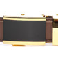Men's onyx ratchet belt buckle in gold with a 1.25-inch width, front view.