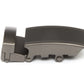 Men's onyx ratchet belt buckle in matte gunmetal with a 1.25-inch width, right side view.