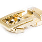Men's traditional ratchet belt buckle in gold with a 1.25-inch width.
