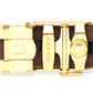 Men's traditional ratchet belt buckle in gold with a 1.25-inch width, back view.