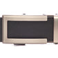 Men's traditional ratchet belt buckle in gunmetal with a width of 1.5 inches, front view.