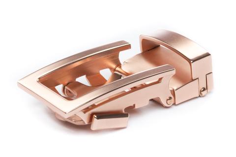 Men's traditional ratchet belt buckle in rose gold with a 1.25-inch width.