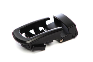 Men's traditional with a curve ratchet belt buckle in black with a 1.25-inch width.