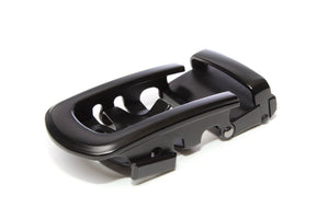 Men's traditional with a curve ratchet belt buckle in black with a width of 1.5 inches.