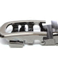 Men's traditional with a curve ratchet belt buckle in formal gunmetal with a width of 1.5 inches, left side view.