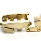 Men's traditional with a curve ratchet belt buckle in gold with a 1.25-inch width, left side view.