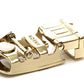 Men's traditional with a curve ratchet belt buckle in gold with a 1.25-inch width, mechanism view.