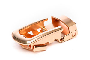 Men's traditional with a curve ratchet belt buckle in rose gold with a 1.25-inch width.