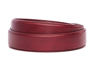 Men's vegan microfiber belt strap in cranberry, 1.5 inches wide, formal look