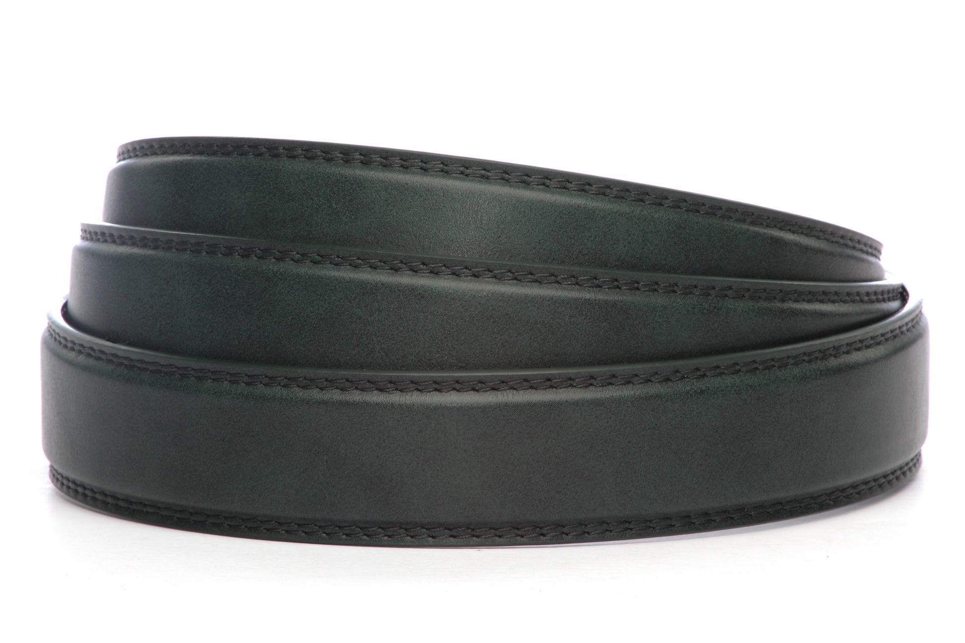 Men's vegan microfiber belt strap in forest green with a 1.25-inch width, formal look