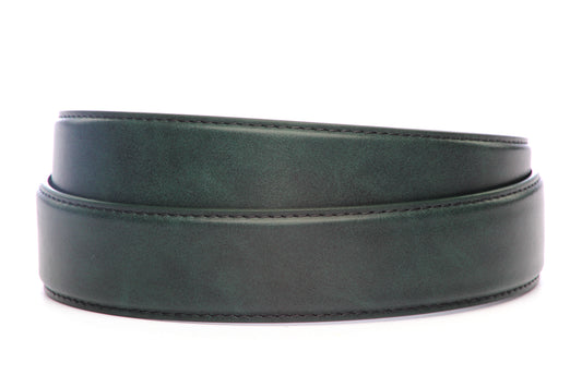 Men's vegan microfiber belt strap in forest green, 1.5 inches wide, formal look