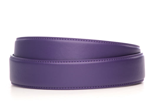 Men's vegan microfiber belt strap in purple, 1.5 inches wide, formal look