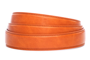 Men's vegan microfiber belt strap in saddle tan with a 1.25-inch width, formal look