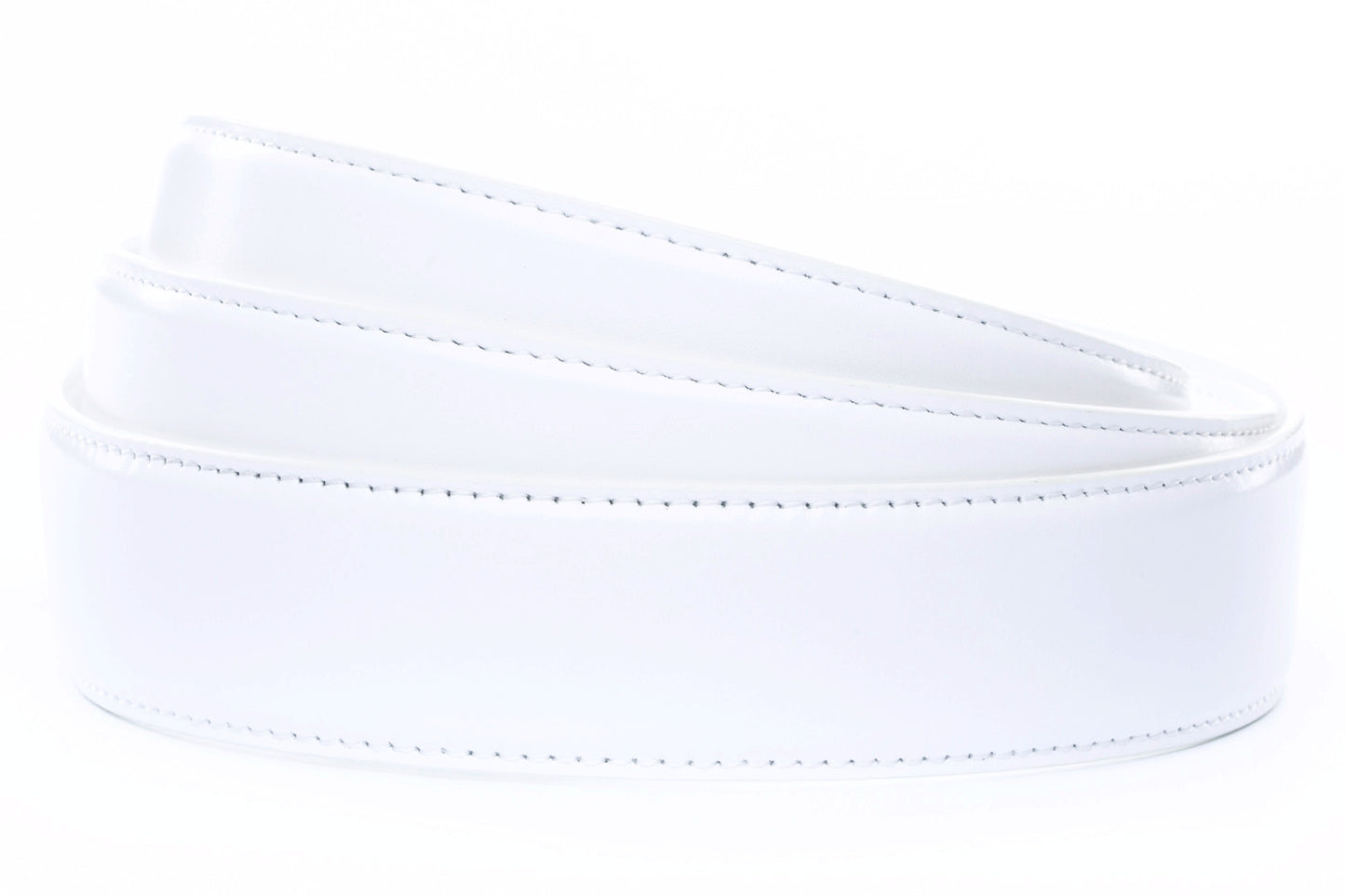 Men's vegan microfiber belt strap in white, 1.5 inches wide, formal look