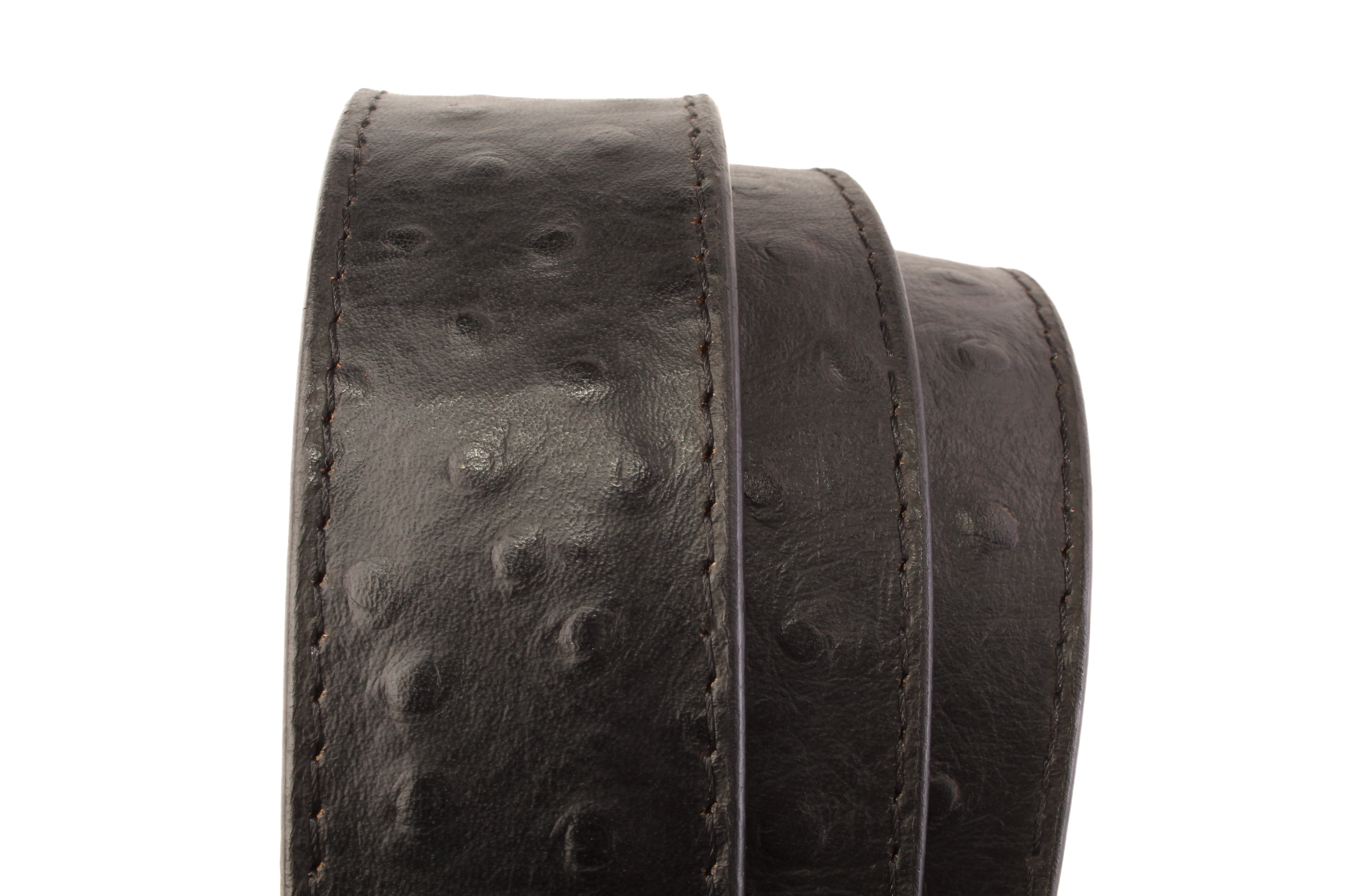 Black Ostrich-Embossed Leather Strap