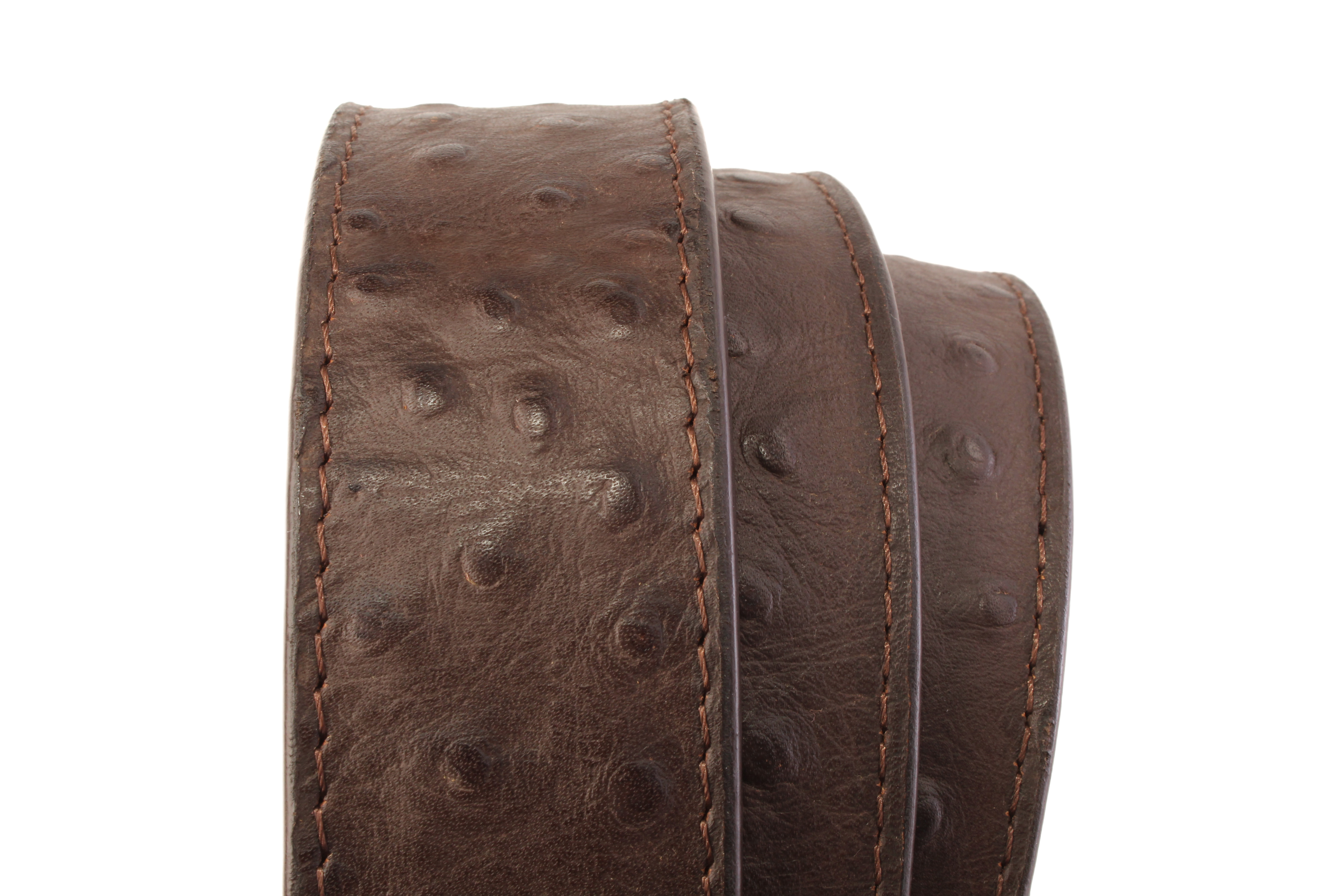 Brown Ostrich-Embossed Leather Strap