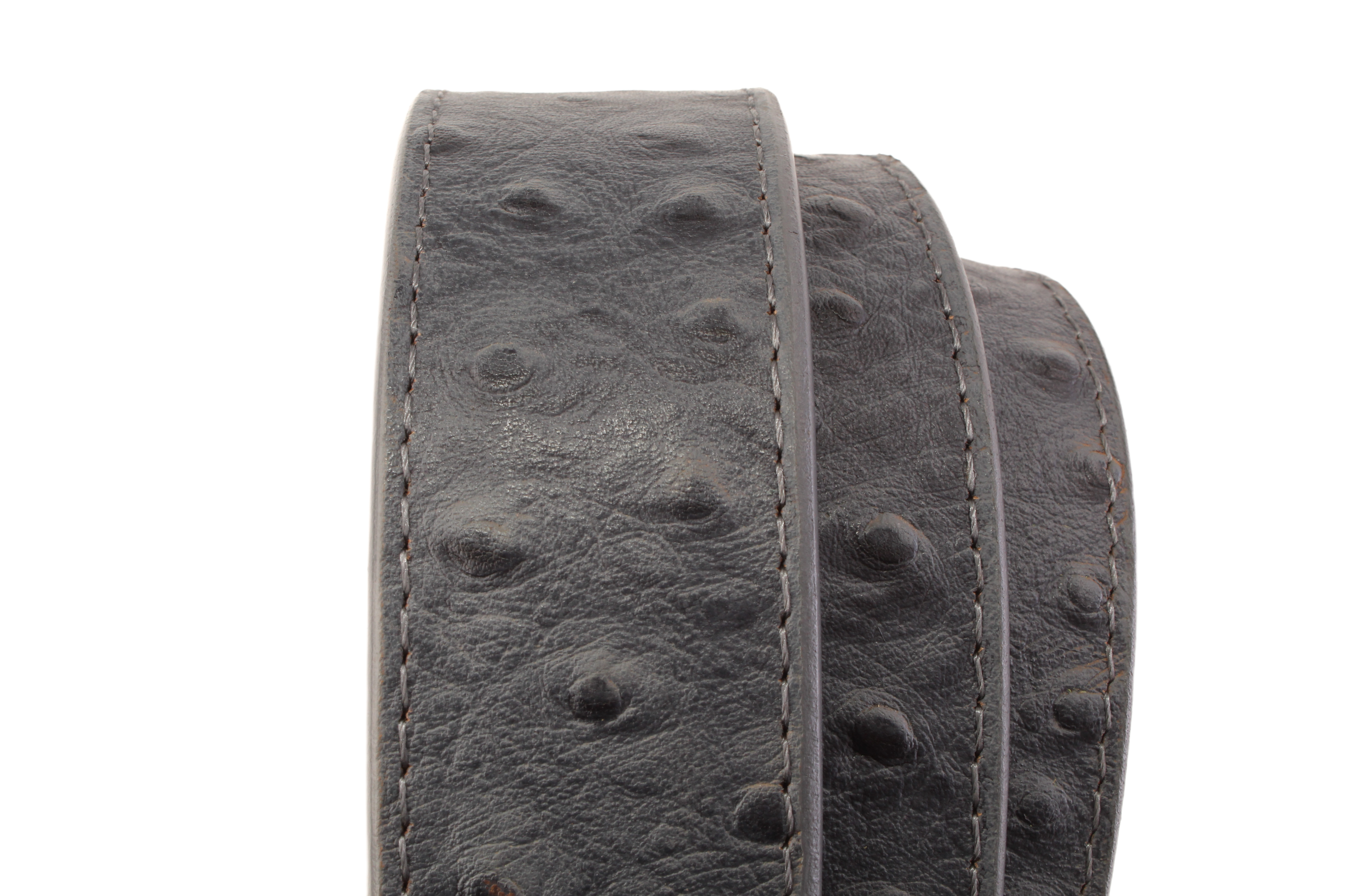 Smoke Grey Ostrich-Embossed Leather Strap