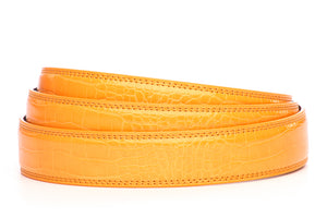 Women's faux gator belt strap in orange, 1.25 inches wide, formal look