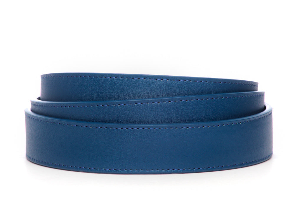 Women's vegan leather belt strap in blueberry, 1.25 inches wide, casual look