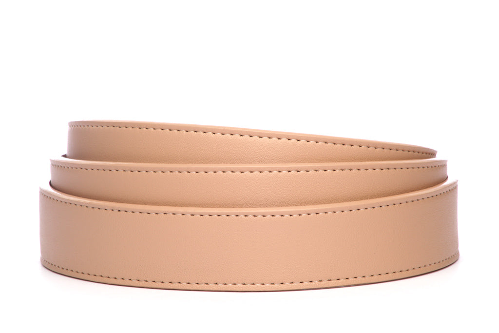 Women's vegan leather belt strap in blush, 1.25 inches wide, casual look