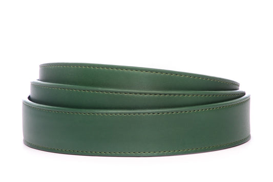 Women's vegan leather belt strap in hunter green, 1.25 inches wide, casual look