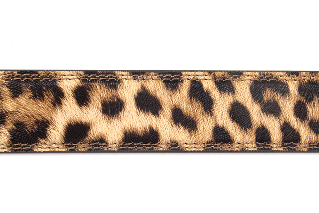 Vegan Leather Belt Strap - Women's Ratchet Belt - Leopard Print, 1.25