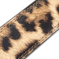 Women's vegan leather belt strap in leopard, 1.25 inches wide, casual look, texture close up