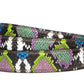 Women's vegan leather belt strap in multi-colored boa print, purple and green, 1.25 inches wide, casual look