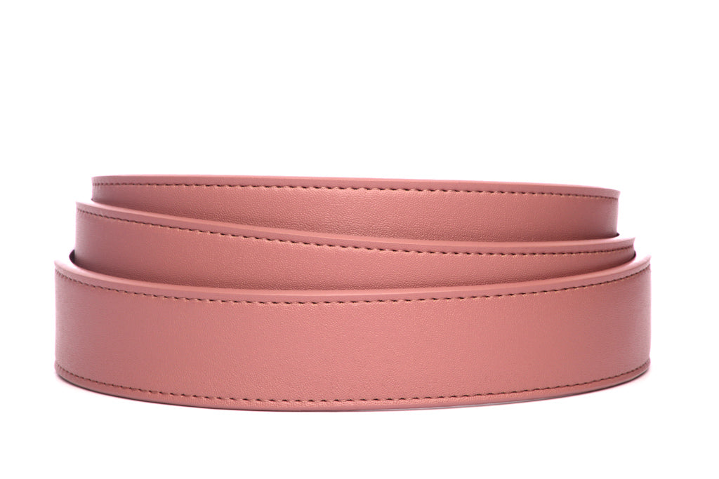 Women's vegan leather belt strap in rose, 1.25 inches wide, casual look