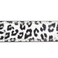 Women's vegan leather belt strap in snow leopard print, 1.25 inches wide, casual look, flat lay