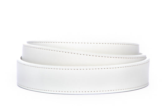 Women's vegan leather belt strap in white, 1.25 inches wide, casual look