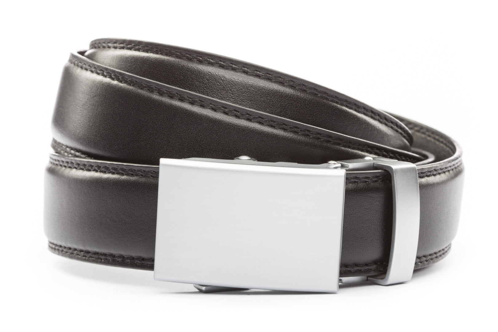 Black Formal Leather w/Classic in Silver Buckle (1.25") - Anson Belt & Buckle