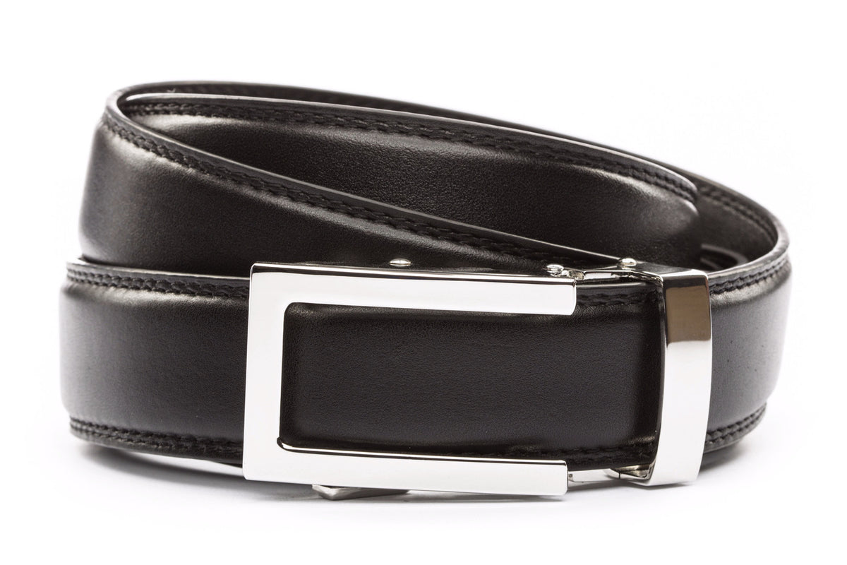 Black Formal Leather w/Traditional in Nickel Free Buckle (1.25") - Anson Belt & Buckle