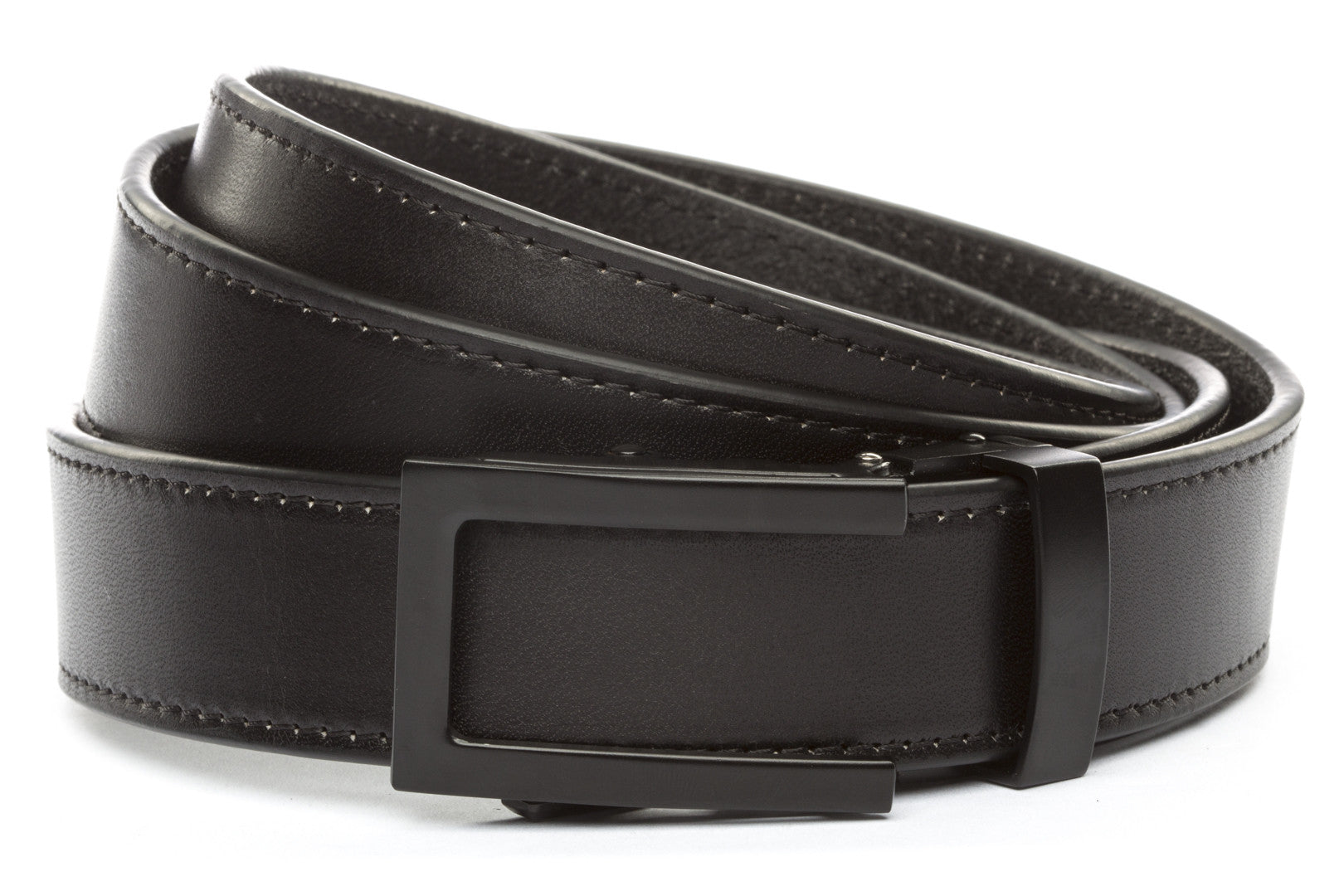 Black Vegetable Tanned Leather w/Traditional in Black Buckle (1.25") - Anson Belt & Buckle