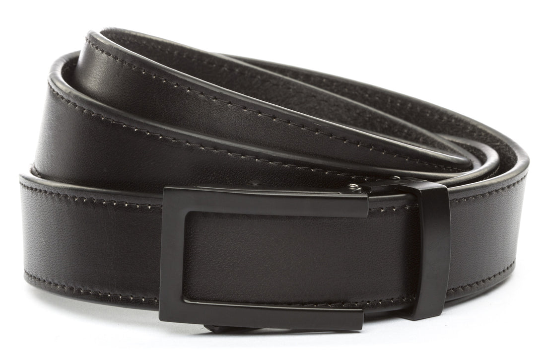 Men's Black Leather Belt Ratchet Belt Without Holes Anson Belt