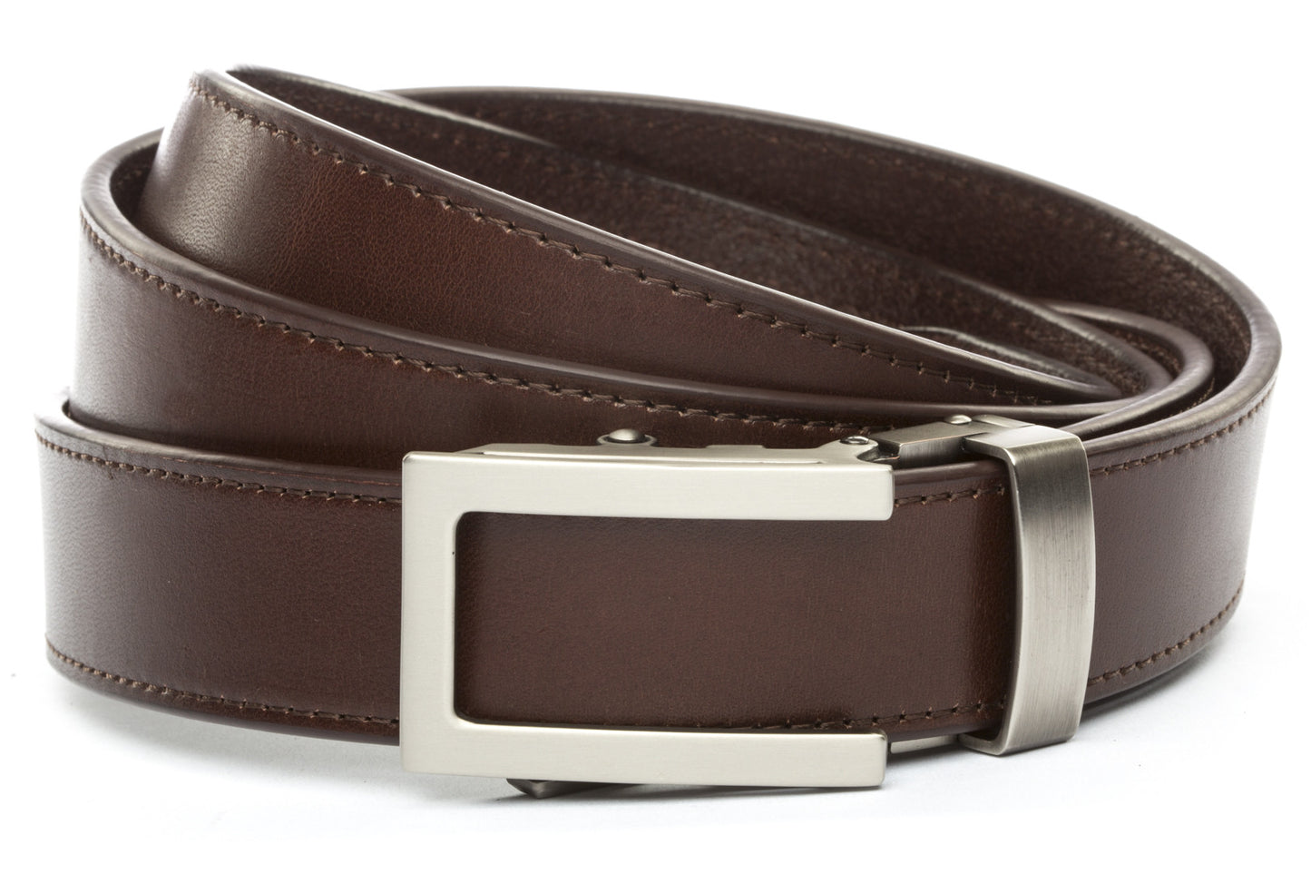 Chocolate Vegetable Tanned Leather w/Traditional in Gunmetal Buckle (1.25") - Anson Belt & Buckle