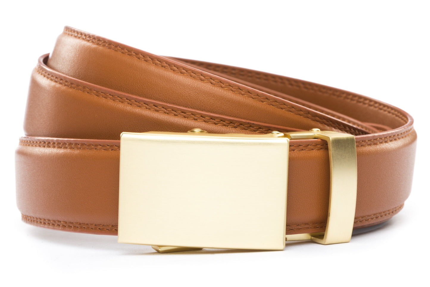 Saddle Tan Formal Leather w/Classic in Matte Gold Buckle (1.25") - Anson Belt & Buckle
