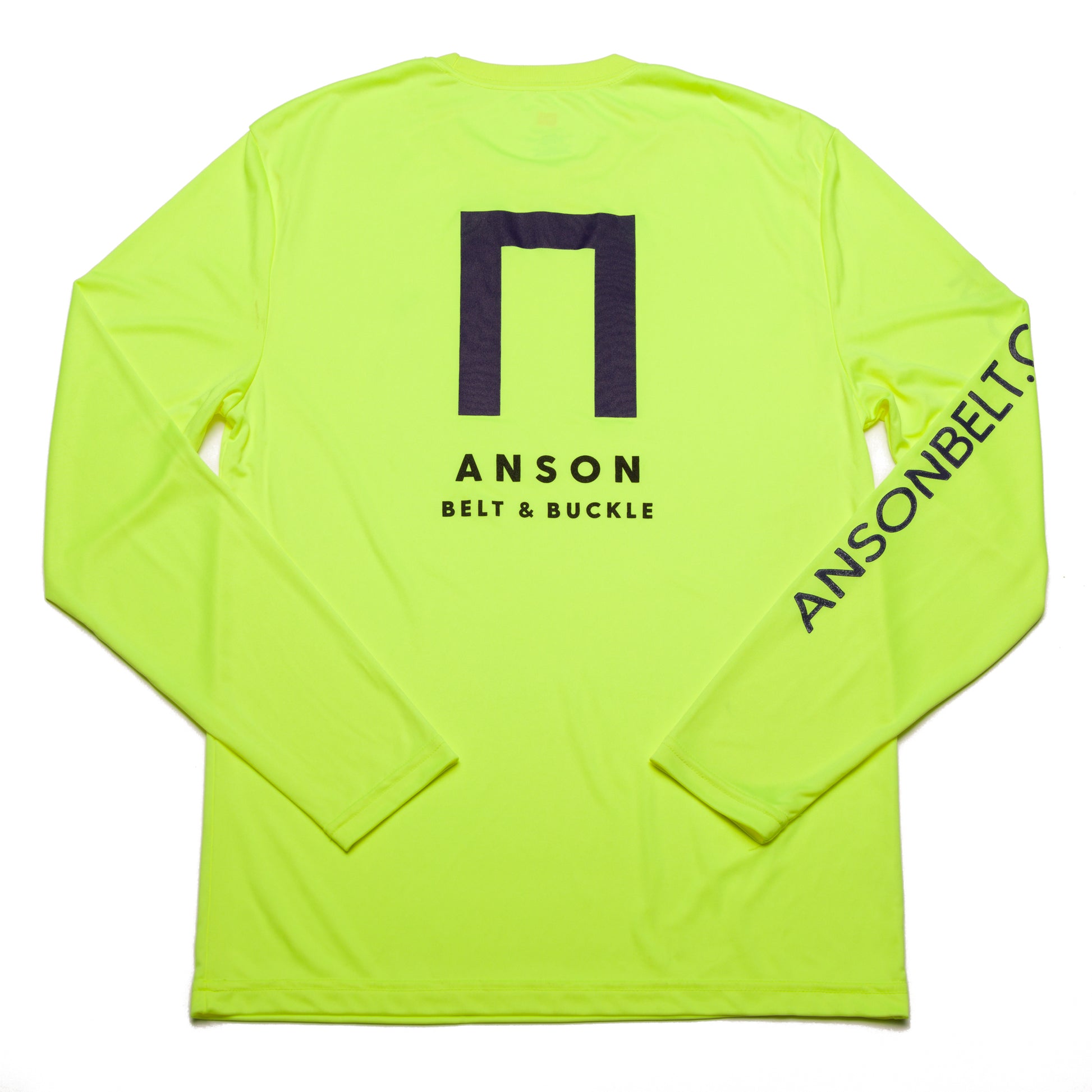 Safety Green Anson Belt Performance Long Sleeve Tee w/ Hanes Sport™ Men's FreshIQ™ Cool DRI® technology - Anson Belt & Buckle