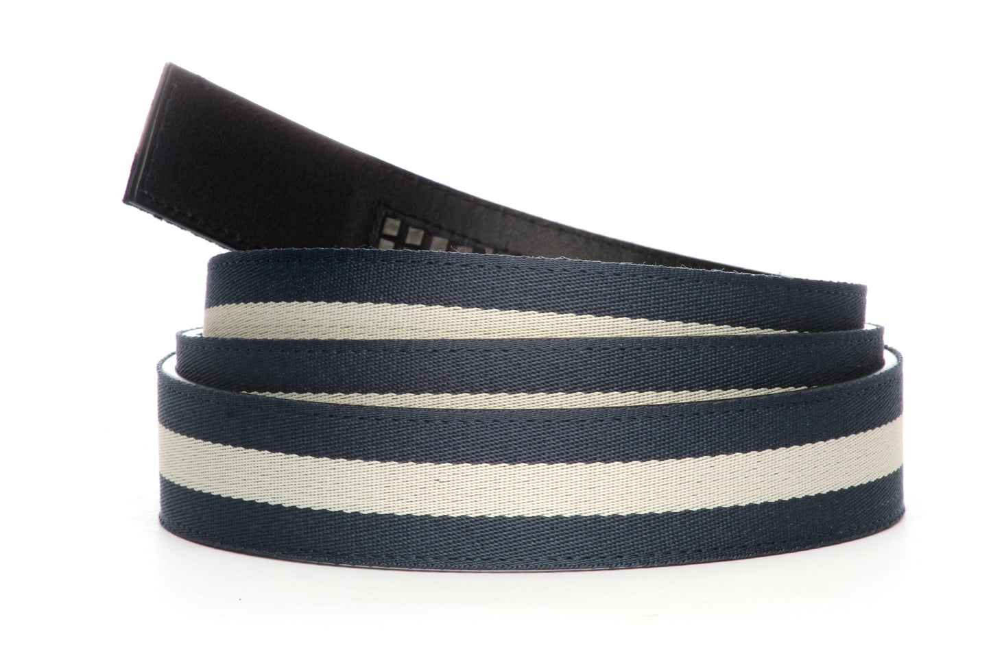 1.25" Navy-White Stripe Cloth Strap - Anson Belt & Buckle